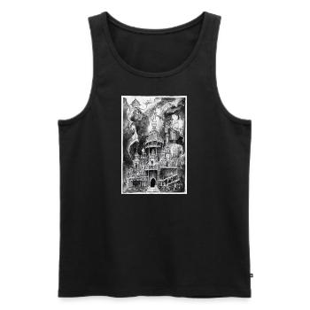 BLACK N' WHITE: Cursed Caslte - Men's Premium Organic Tank Top - black - Front - AI Model Male 178 light (178cm)
