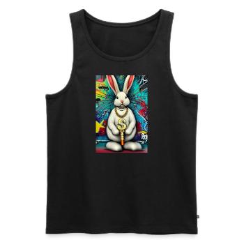 Pop Art Lapin urbain moderne $ Signe - Débardeur bio Premium Homme - noir - Devant - AI Model Male 178 light (178cm)