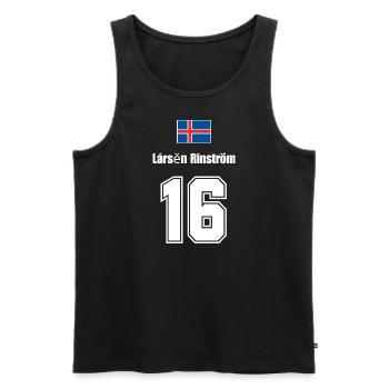 Island Trikot Nr.16 - Männer Premium Bio Tank Top - Schwarz - Vorne - AI Model Male 178 light (178cm)