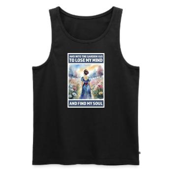 Into the garden to lose my mind and find my Soul - Men's Premium Organic Tank Top - black - Front - AI Model Male 178 light (178cm)