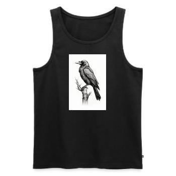 Gruseliger Schwarzer Rabe - Männer Premium Bio Tank Top - Schwarz - Vorne - Michal (187cm)