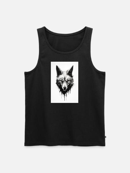 Wütender schwarzer Fuchs - Männer Premium Bio Tank Top - Schwarz