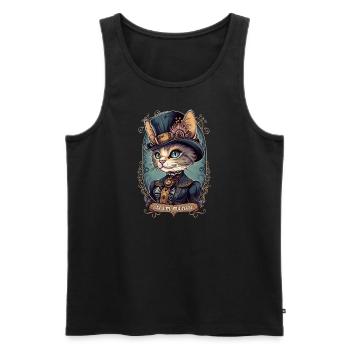 Viktorianische Steampunk Katze - Männer Premium Bio Tank Top - Schwarz - Vorne - AI Model Male 178 light (178cm)