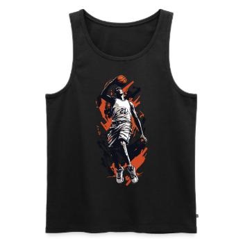 Jeu De Basket-Ball Action Esthétique Streetwear - Débardeur bio Premium Homme - noir - Devant - Michal (187cm)