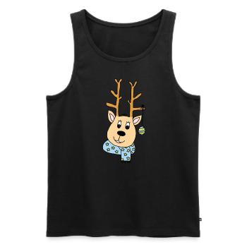 Frohe Weihnachten wünscht das Rentier - Männer Premium Bio Tank Top - Schwarz - Vorne - Michal (187cm)