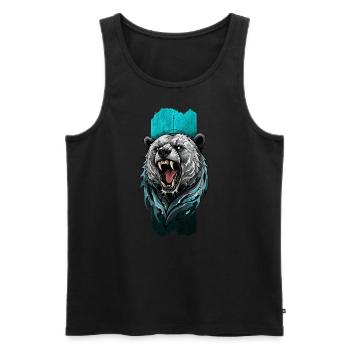 Majestueux ours rugissant : gardien de la forêt - Débardeur bio Premium Homme - noir - Devant - Michal (187cm)