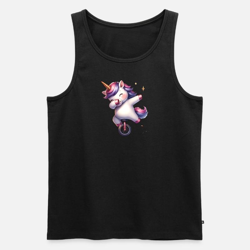 Einrad Einhorn dab dabbing - Männer Premium Bio Tank Top - Schwarz