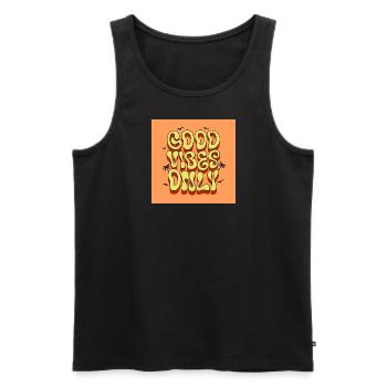 Feel Good – Retro Aesthetics - Männer Premium Bio Tank Top - Schwarz - Vorne - AI Model Male 178 light (178cm)
