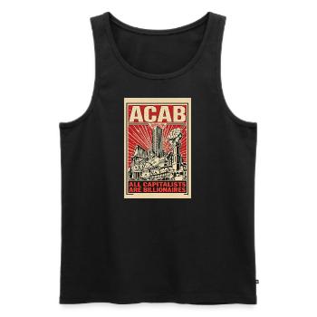 ACAB – Tous les capitalistes sont milliardaires (Propagand - Débardeur bio Premium Homme - noir - Devant - AI Model Male 178 light (178cm)