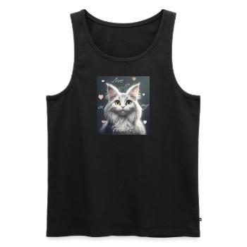 L’amour des chats – l’amour est dans mon cœur - Débardeur bio Premium Homme - noir - Devant - AI Model Male 178 light (178cm)