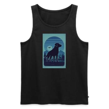Labrador Sunset Silhouette – Vintage Nature Vibes - Männer Premium Bio Tank Top - Schwarz - Vorne - Michal (187cm)
