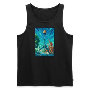 Sydney SYDNEY TOWER – Height in Harmony - Men's Premium Organic Tank Top - black - Front - Michal (187cm)