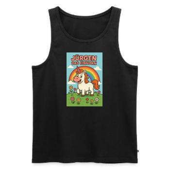 Jürgen das Einhorn - Männer Premium Bio Tank Top - Schwarz - Vorne - Michal (187cm)