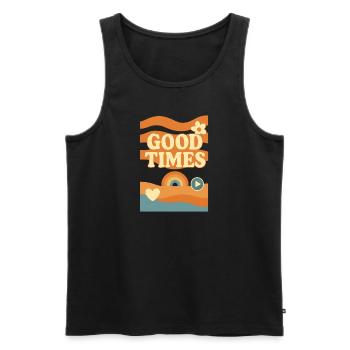 Good Times – Retro Design mit Rainbow und Flowers - Männer Premium Bio Tank Top - Schwarz - Vorne - AI Model Male 178 light (178cm)