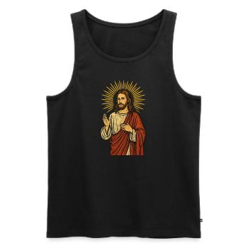 Jesus Christus - Männer Premium Bio Tank Top - Schwarz - Vorne - Michal (187cm)