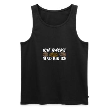 Ich backe also bin ich - Backen mein Hobby - Männer Premium Bio Tank Top - Schwarz - Vorne - Michal (187cm)