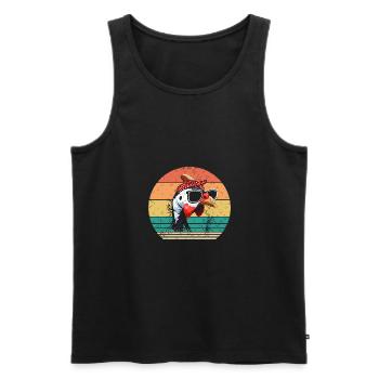 Hühner Hahn Perlhuhn - Männer Premium Bio Tank Top - Schwarz - Vorne - AI Model Male 178 light (178cm)