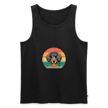 Hund Dackel - Männer Premium Bio Tank Top - Schwarz - Vorne - Michal (187cm)