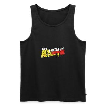 Bicycle biking is my therapy - Men's Premium Organic Tank Top - black - Front - AI Model Male 178 light (178cm)