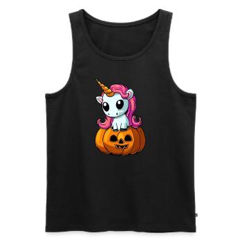 Cute Halloween unicorn with pumpkin - Men's Premium Organic Tank Top - black - Front - Michal (187cm)