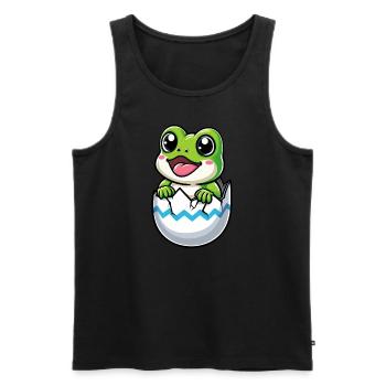 Colorful Easter Egg with Hatching Frog Motif - Men's Premium Organic Tank Top - black - Front - AI Model Male 178 light (178cm)