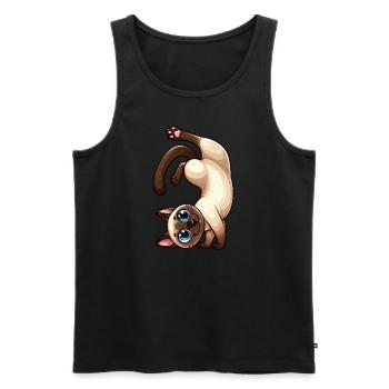 Drôle de chat siamois Stand sur les mains Siamois - Débardeur bio Premium Homme - noir - Devant - Michal (187cm)