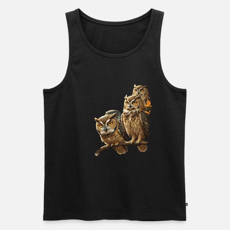 Eulen - Männer Premium Bio Tank Top - Schwarz