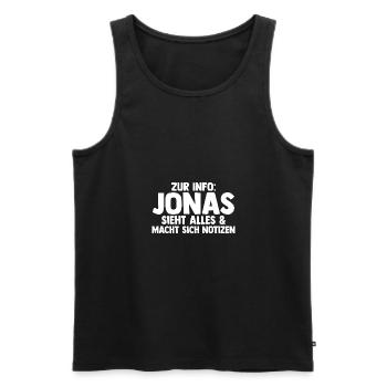 Jonas - Männer Premium Bio Tank Top - Schwarz - Vorne - AI Model Male 178 light (178cm)