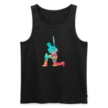 Joueurs de cricket à Popart - Débardeur bio Premium Homme - noir - Devant - Michal (187cm)