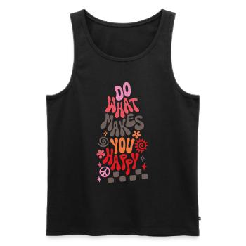 Do What Makes You Happy Retro Spruch - Männer Premium Bio Tank Top - Schwarz - Vorne - Michal (187cm)