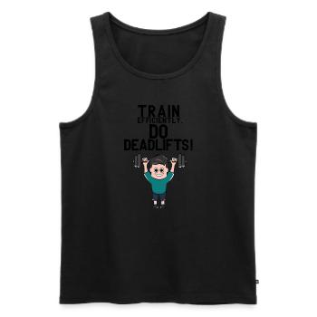 Deadlifting, powerlifter, gym, motivation - Débardeur bio Premium Homme - noir - Devant - AI Model Male 178 light (178cm)