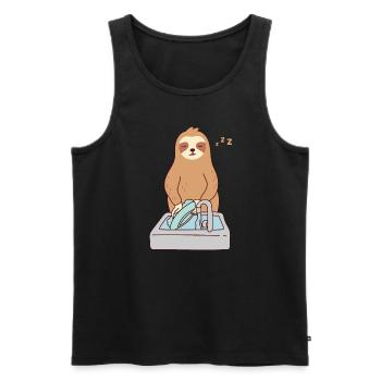 Süßes Faultier, das Geschirr spült, schläft, müde, - Männer Premium Bio Tank Top - Schwarz - Vorne - AI Model Male 178 light (178cm)