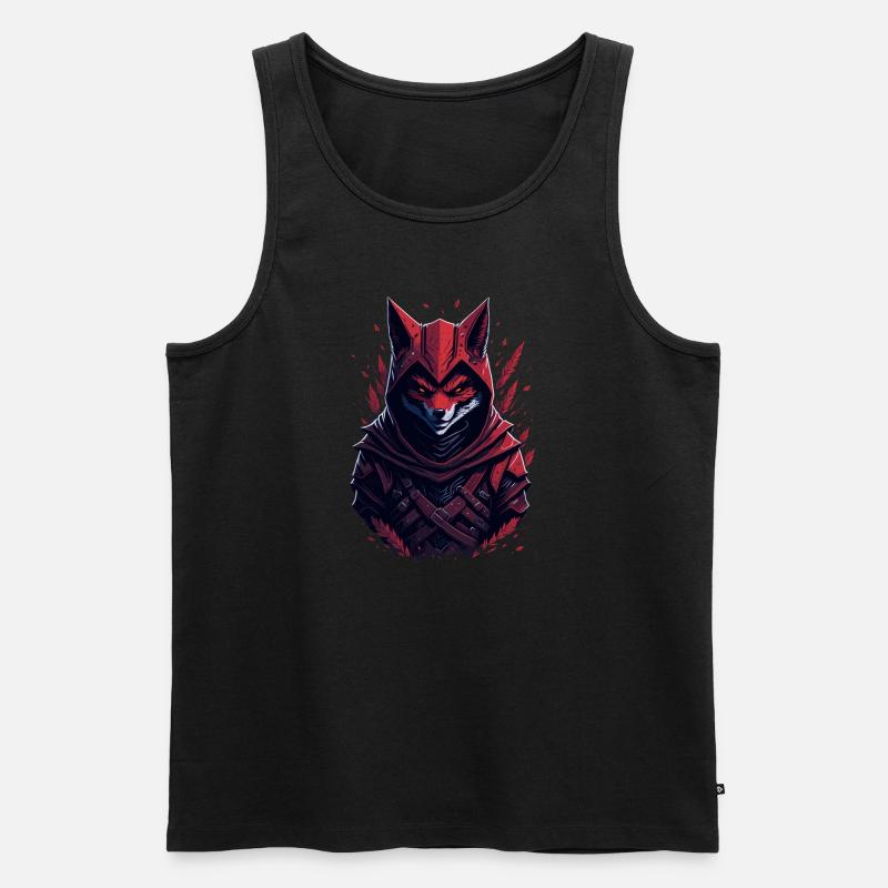 Fox Samurai - Männer Premium Bio Tank Top - Schwarz