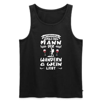 Wandern Wein Bergsteiger Geschenk - Männer Premium Bio Tank Top - Schwarz - Vorne - Michal (187cm)
