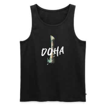Sheikh Khalifa Stadium, Doha - Men's Premium Organic Tank Top - black - Front - AI Model Male 178 light (178cm)