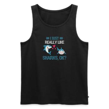 J’aime juste les requins drôle de cadeau de requin - Débardeur bio Premium Homme - noir - Devant - Michal (187cm)