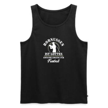 Hornussen ist Gottes Entschuldigung - Männer Premium Bio Tank Top - Schwarz - Vorne - Michal (187cm)