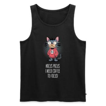 Hocus Pocus i need coffee to focus - Männer Premium Bio Tank Top - Schwarz - Vorne - AI Model Male 178 light (178cm)