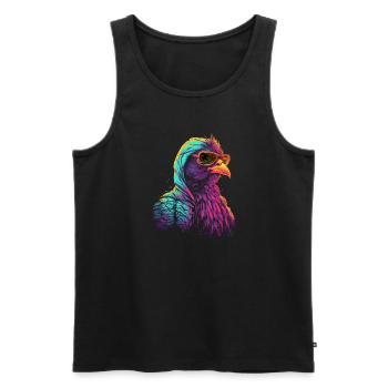 Poulet avec lunettes de soleil Fermier Fermier Coq Coq - Débardeur bio Premium Homme - noir - Devant - AI Model Male 178 light (178cm)