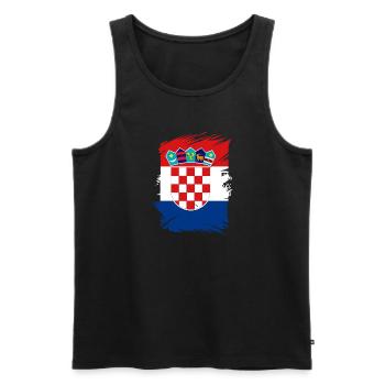 Croatia Flag Adriatic Sea Zagreb Croatian Flag - Men's Premium Organic Tank Top - black - Front - Michal (187cm)