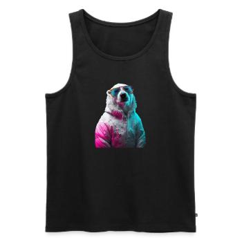 Polar Bear with Sunglasses Colorful Cool Polar Bear - Men's Premium Organic Tank Top - black - Front - AI Model Male 178 light (178cm)
