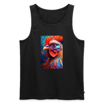 Ein buntes Huhn Portrait 3 - Männer Premium Bio Tank Top - Schwarz - Vorne - Michal (187cm)