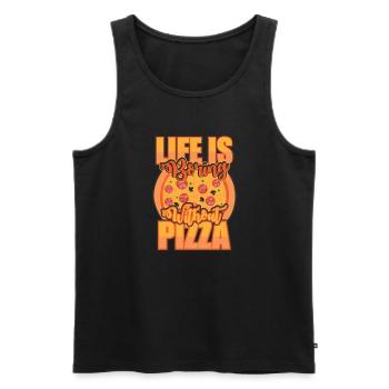 Live is Pizza - Männer Premium Bio Tank Top - Schwarz - Vorne - AI Model Male 178 light (178cm)
