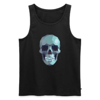 Low Poly Blue Skull – Geometrisch-Gotik-Stil - Männer Premium Bio Tank Top - Schwarz - Vorne - AI Model Male 178 light (178cm)
