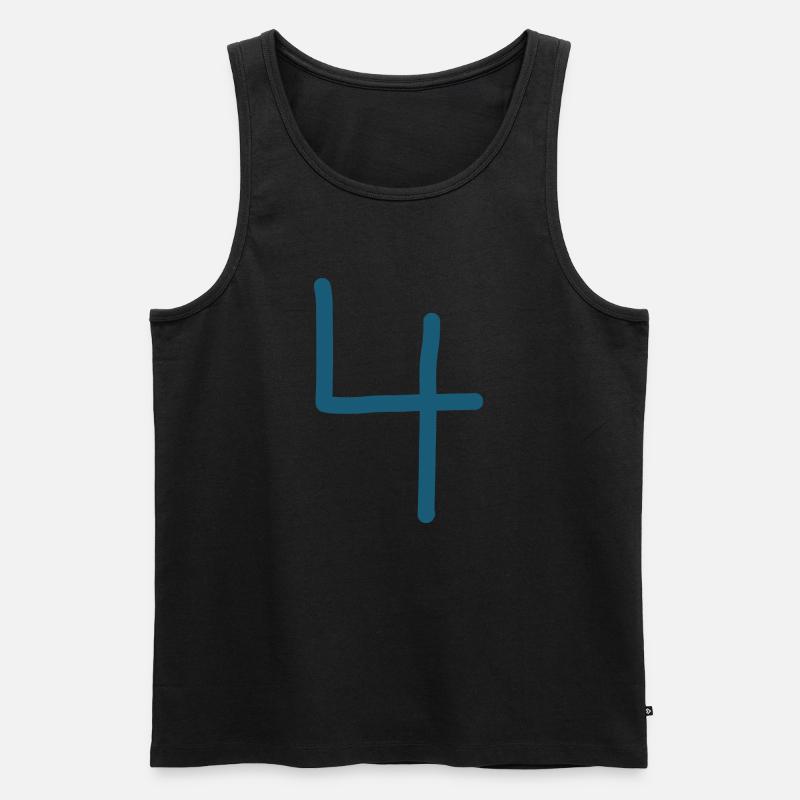 4 Nummer vier Zahl Geburtstag - Männer Premium Bio Tank Top - Schwarz