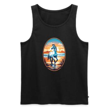 Cheval sur la plage - Débardeur bio Premium Homme - noir - Devant - Michal (187cm)