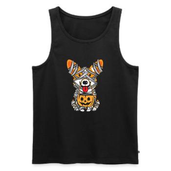 Halloween Dog Wrapped in Bandages - Men's Premium Organic Tank Top - black - Front - Michal (187cm)