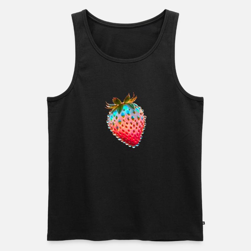 erdbeere,rote erdbeere,wassertropfen,glas - Männer Premium Bio Tank Top - Schwarz