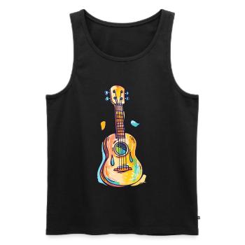 Ukulele Comic Look - Men's Premium Organic Tank Top - black - Front - AI Model Male 178 light (178cm)