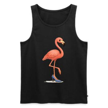 Funny flamingo in high heel - Men's Premium Organic Tank Top - black - Front - Michal (187cm)